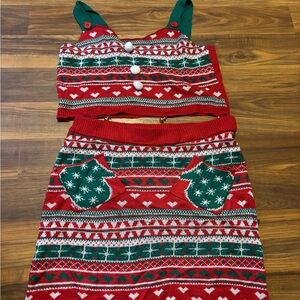 Ugly Christmas sweater two piece Red and Green Knit Set